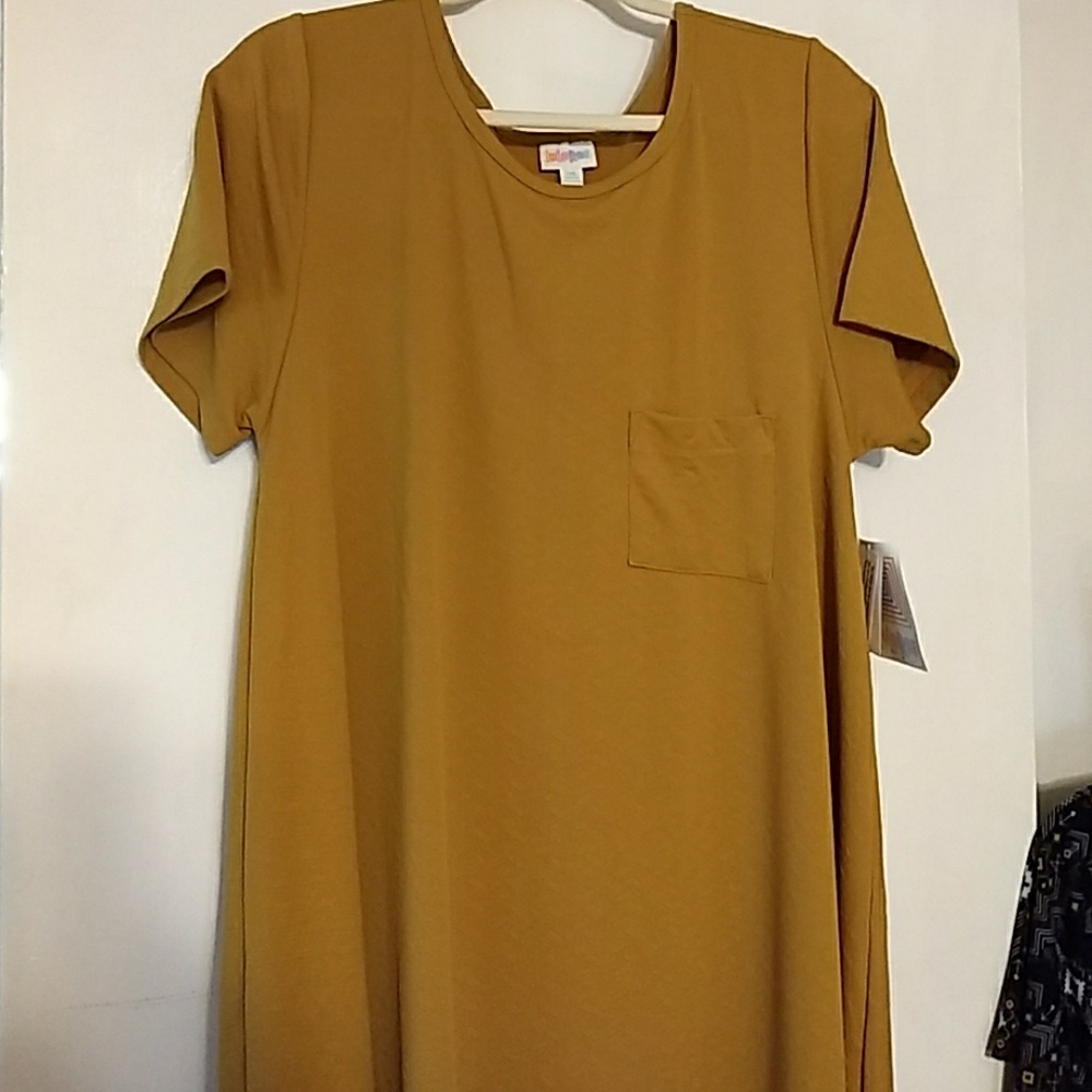 NWT Lularoe Carly Dress Deep Mustard Yellow Sz 2XL